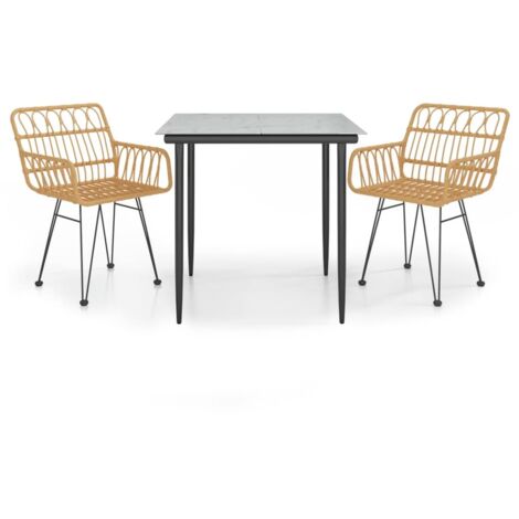 Ensemble à manger de jardin 3 pcs  Mobilier de jardin Résine tressée