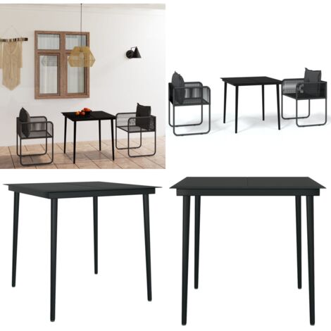Ensemble à manger de jardin 3 pcs Noir - Ensemble de repas extérieur - Table de jardin
