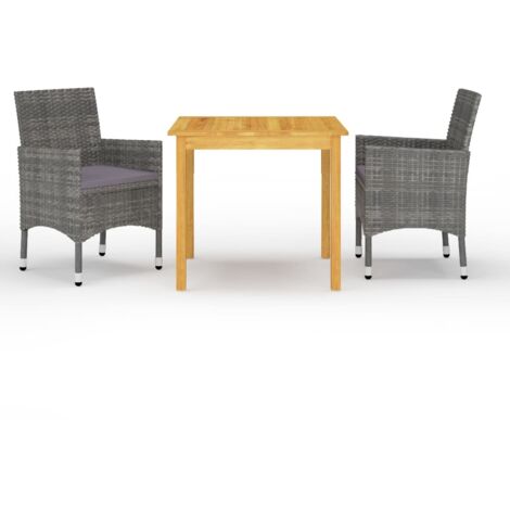 Ensemble à manger de jardin 3 pcs-Salon de jardin-Ensemble repas d'extérieur Gris 179175