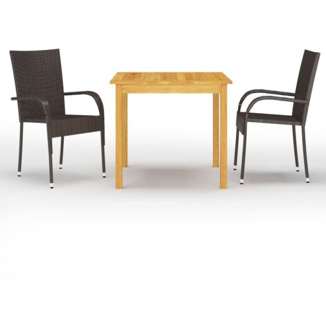 Ensemble à manger de jardin 3 pcs-Salon de jardin-Ensemble repas d'extérieur Marron 427587