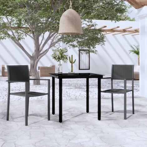 Ensemble à manger de jardin 3 pcs-Salon de jardin-Ensemble repas d'extérieur Noir 371736