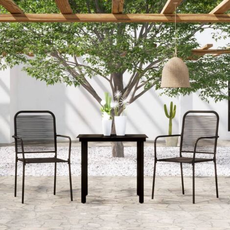 Ensemble à manger de jardin 3 pcs-Salon de jardin-Ensemble repas d'extérieur Noir 717264