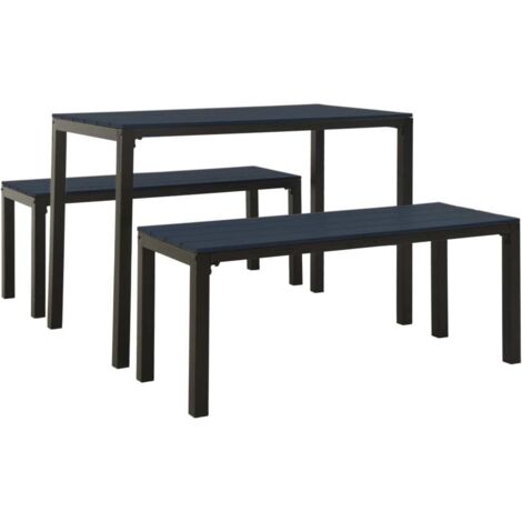Ensemble à manger de jardin 3 pcs，Salon de jardin acier et WPC noir CFW90471