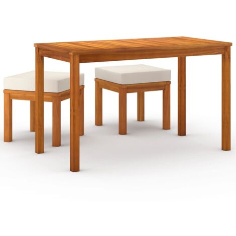 Ensemble à manger de jardin 3 pcs，Salon de jardin et coussins Acacia solide CFW45413