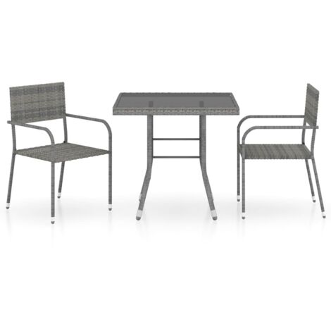 Ensemble à manger de jardin 3 pcs,Salon de jardin Résine tressée Anthracite gris CFW77494