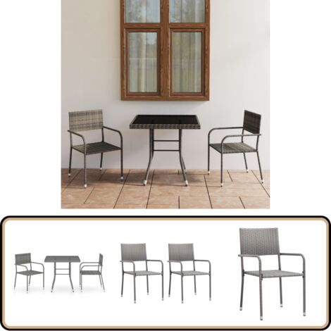 Ensemble à manger de jardin 3pcs Résine tressée Anthracite gris - Ensemble Salon De Jardin - Mobilier De Jardin - Table Et Chaises - Résine Tressée - Meubles D'extérieur