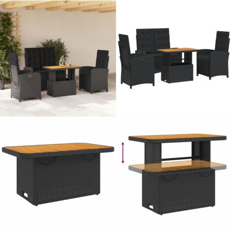 Ensemble à manger de jardin 4 pcs avec coussins noir - Chaise de jardin - Banc de jardin