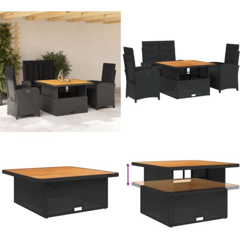 Ensemble à manger de jardin 4 pcs avec coussins noir - Chaise de jardin - Banc de jardin