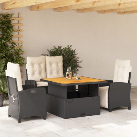 Ensemble à manger de jardin 4 pcs avec coussins noir vidaXL