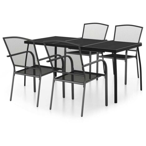 Ensemble à manger de jardin 5 pcs anthracite acier