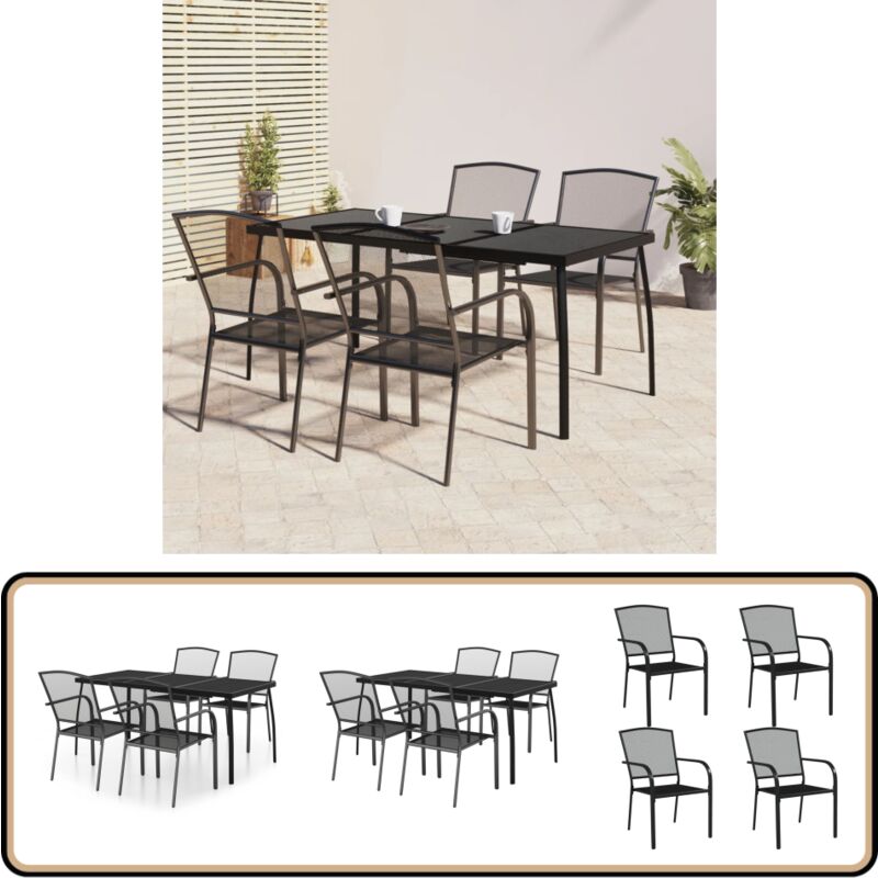Ensemble à manger de jardin 5 pcs anthracite acier - Meubles De Jardin - Salon De Jardin - Mobilier Extérieur - Set De Table - Chaise De Jardin