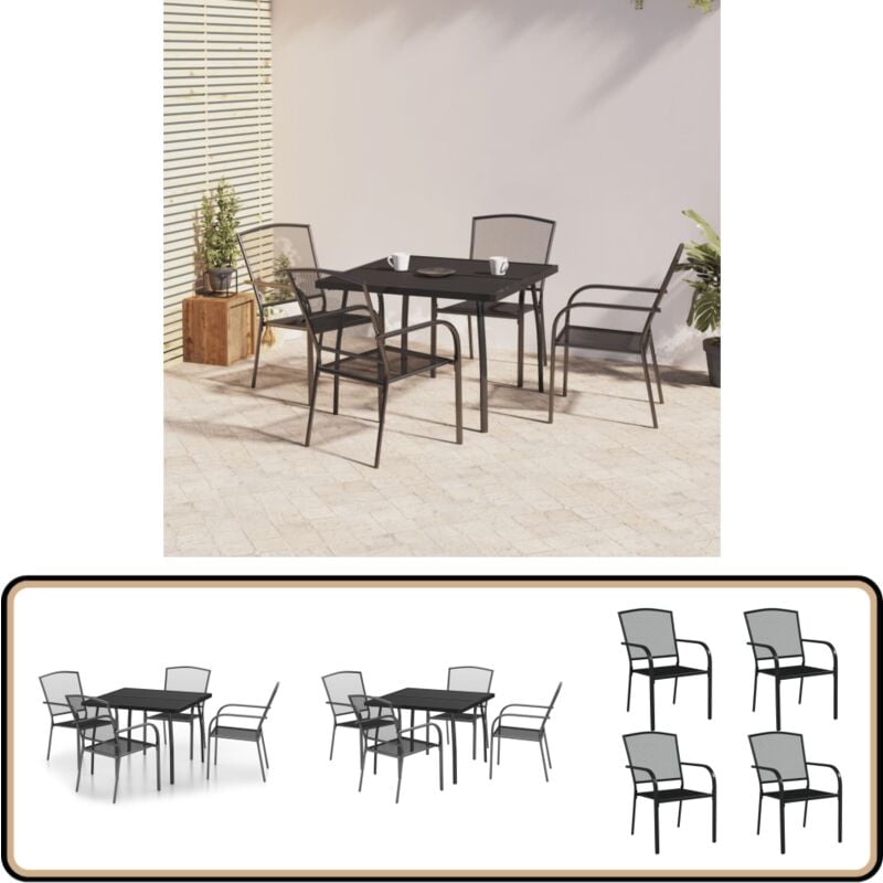 Ensemble à manger de jardin 5 pcs anthracite acier - Salon De Jardin - Mobilier De Jardin - Set De Table - Table Extérieure - Chaise Pliante