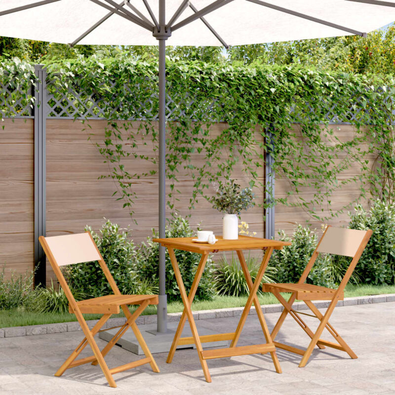 Vidaxl - Ensemble de bistro 3 pcs beige tissu et bois massif