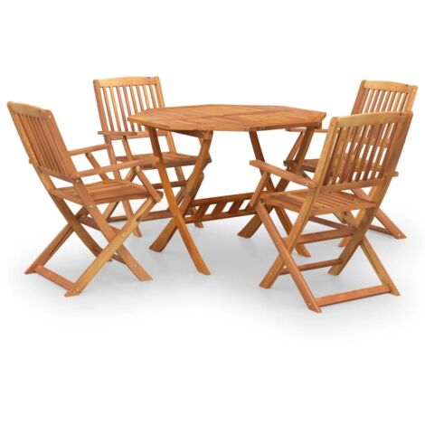 Ensemble à manger de jardin 5 pcs Bois d'acacia solide