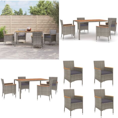 Ensemble à manger de jardin 5 pcs coussins gris résine tressée - Salon De Jardin - Mobilier De Jardin - Table De Jardin - Chaises De Jardin - Set De Jardin - Home & Living