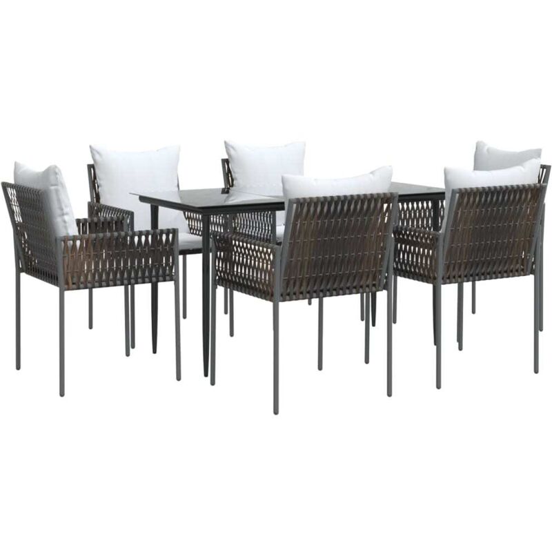 Vidaxl - Ensemble à manger de jardin 7 pcs coussins résine tressée acier