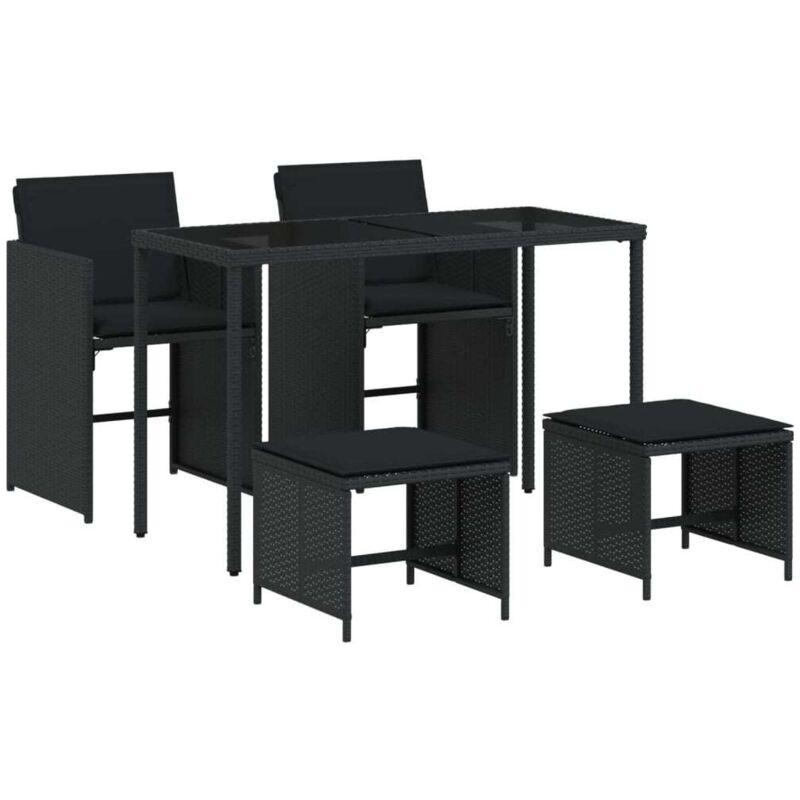 Ensemble à manger de jardin coussins 5pcs Noir Résine tressée vidaXL