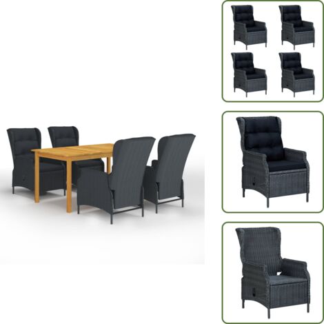 Ensemble à manger de jardin 5 pcs Gris foncé - Salon De Jardin - Mobilier De Jardin - Table De Jardin - Chaises De Jardin - Acacia