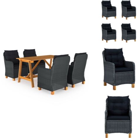 Ensemble à manger de jardin 5 pcs Gris foncé - Salon De Jardin - Mobilier De Jardin - Table De Jardin - Chaises De Jardin - Acacia