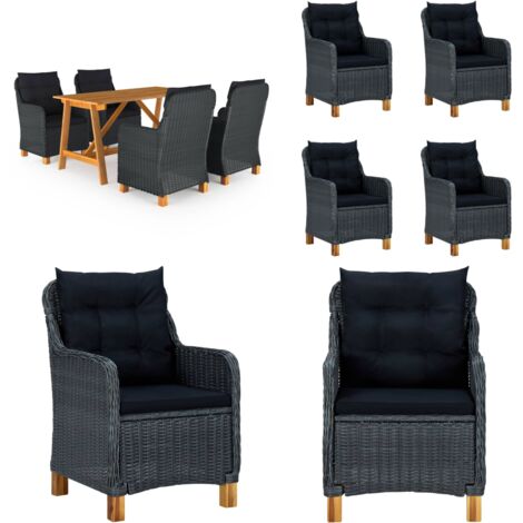Ensemble à manger de jardin 5 pcs Gris foncé - Salon De Jardin - Mobilier De Jardin - Table De Jardin - Chaises De Jardin - Acacia - Home & Living