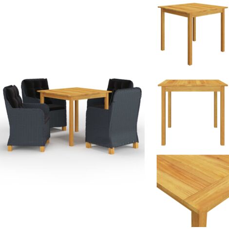 Ensemble à manger de jardin 5 pcs Gris foncé - Table De Jardin - Salon De Jardin - Mobilier De Jardin - Acacia Massif - Set De Table Et Chaises