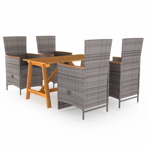 Ensemble à manger de jardin 5 pcs Gris vidaXL
