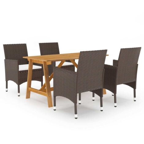 Ensemble à manger de jardin 5 pcs Marron vidaXL