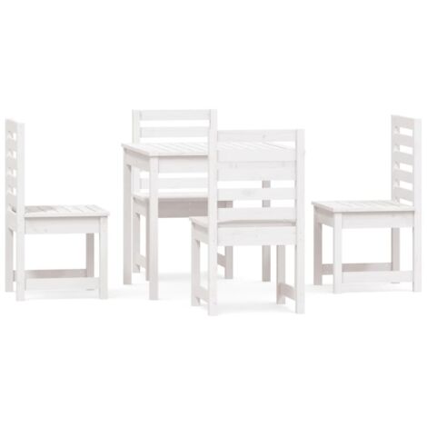 Ensemble à manger de jardin 5 pcs  Mobilier de jardin blanc bois massif de pin