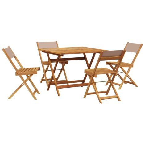 Ensemble à manger de jardin 5 pcs  Mobilier de jardin taupe tissu et bois massif