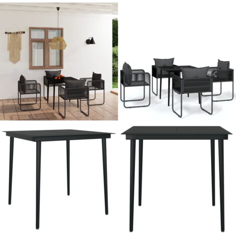 Ensemble à manger de jardin 5 pcs Noir - Ensemble de repas extérieur - Table de jardin