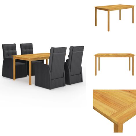Ensemble à manger de jardin 5 pcs Noir - Table De Jardin - Salon De Jardin - Mobilier De Jardin - Set De Jardin - Meubles De Terrasse