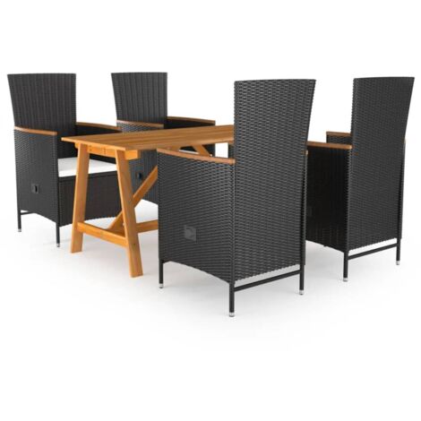 Ensemble à manger de jardin 5 pcs Noir vidaXL