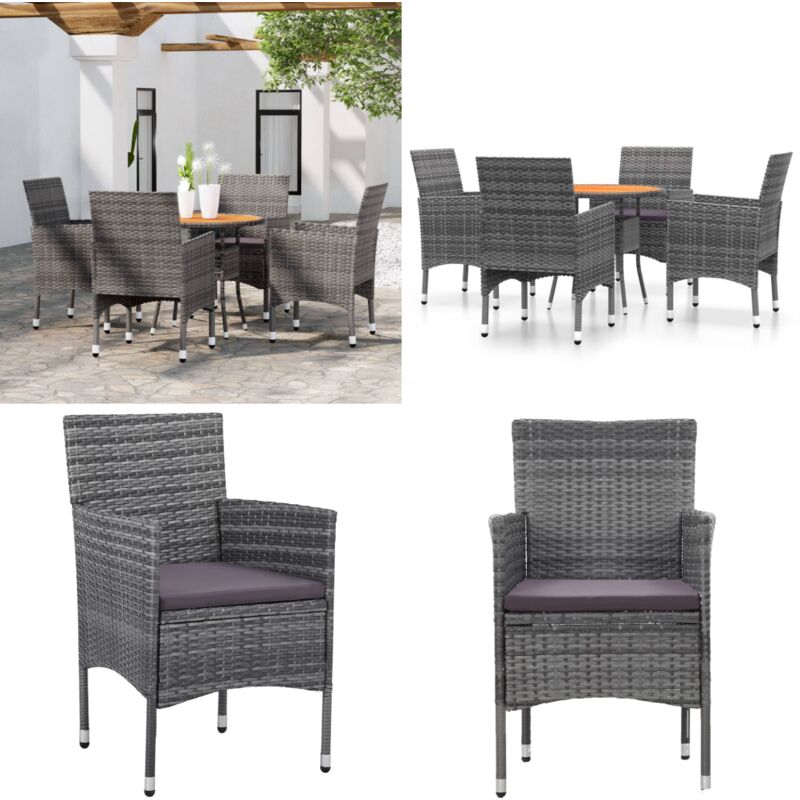 Ensemble à manger de jardin 5 pcs Résine tressée Gris - Ensemble Salon De Jardin - Mobilier De Jardin - Table De Jardin - Chaises De Jardin - Set
