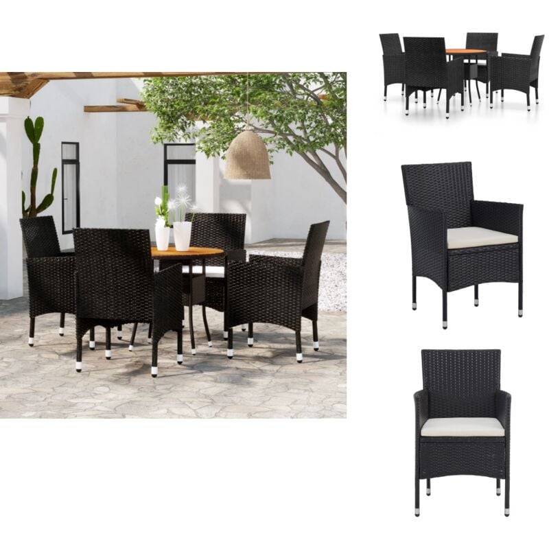 Ensemble à manger de jardin 5 pcs Résine tressée Noir - Ensemble Salon De Jardin - Mobilier De Jardin - Table De Jardin - Chaises De Jardin - Resin