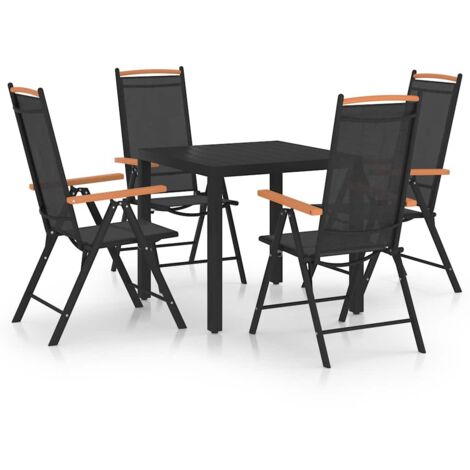Ensemble à manger de jardin 5 pcs-Salon de jardin aluminium noir