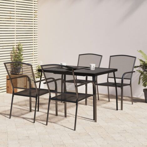 Ensemble à manger de jardin 5 pcs-Salon de jardin-Ensemble repas d'extérieur anthracite acier 963684