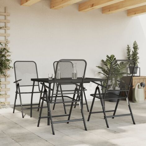 Ensemble à manger de jardin 5 pcs-Salon de jardin-Ensemble repas d'extérieur anthracite métal maille 970205
