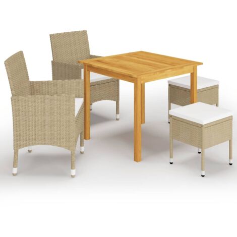 Ensemble à manger de jardin 5 pcs-Salon de jardin-Ensemble repas d'extérieur Beige 738357