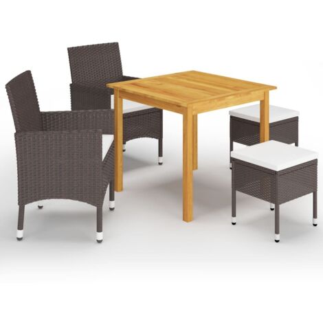 Ensemble à manger de jardin 5 pcs-Salon de jardin-Ensemble repas d'extérieur Marron 638586
