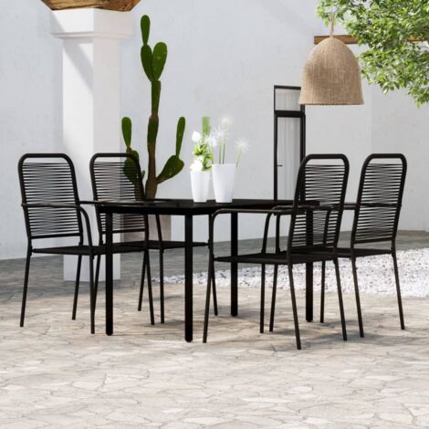 Ensemble à manger de jardin 5 pcs-Salon de jardin-Ensemble repas d'extérieur Noir 585789