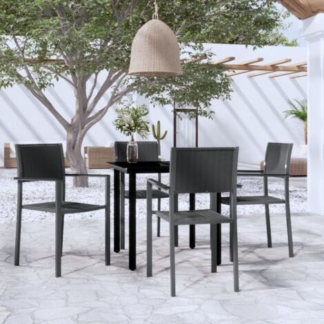 Ensemble à manger de jardin 5 pcs-Salon de jardin-Ensemble repas d'extérieur Noir 800161