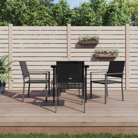 Ensemble à manger de jardin 5 pcs-Salon de jardin-Ensemble repas d'extérieur résine tressée acier 632974