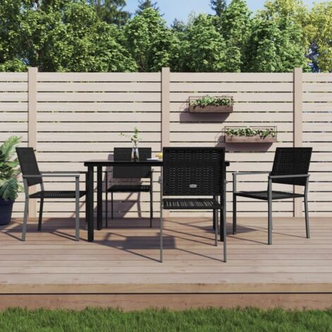 Ensemble à manger de jardin 5 pcs-Salon de jardin-Ensemble repas d'extérieur résine tressée acier 642732