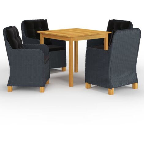 Ensemble à manger de jardin 5 pcs-Salon de jardin Gris foncé 766030