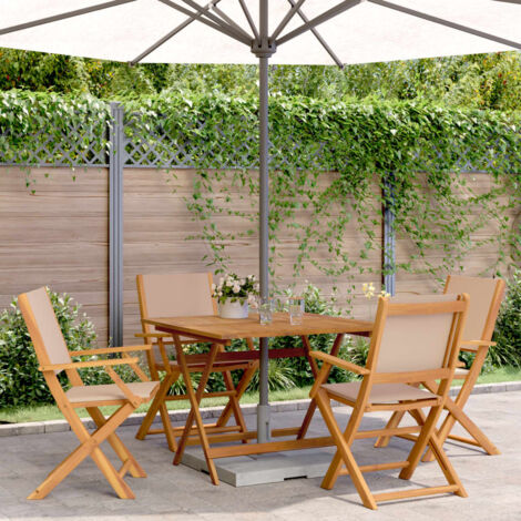 Ensemble à manger de jardin 5 pcs taupe tissu et bois massif vidaXL