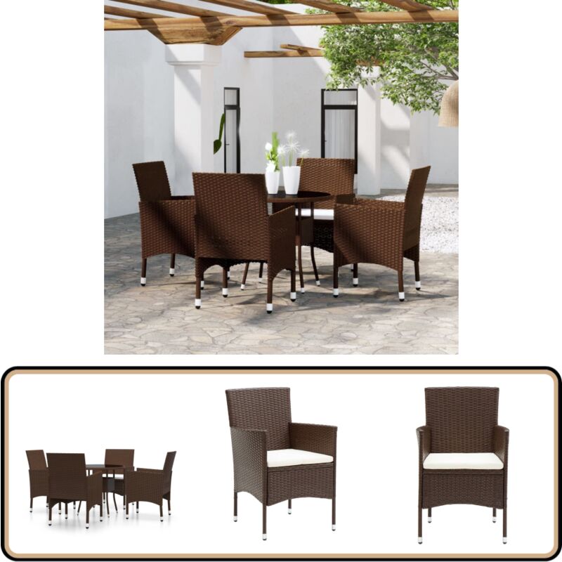 Ensemble à manger de jardin 5pcs Résine tressée Marron - Ensemble Salon De Jardin - Mobilier De Jardin - Table De Jardin - Chaises De Jardin - Set
