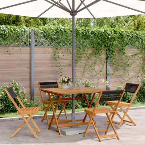Ensemble à manger de jardin 5pcs-Salon de jardin-Ensemble repas d'extérieur noir polypropylène bois massif 211988