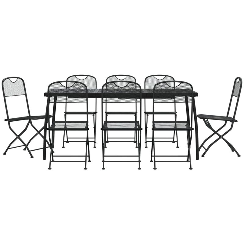 Vidaxl - Ensemble à manger de jardin 9 pcs anthracite métal maille