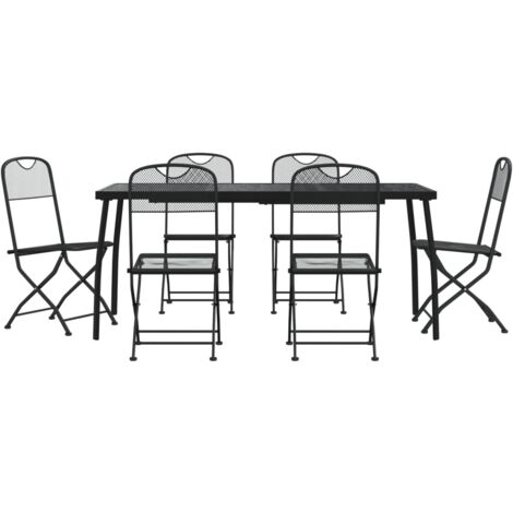 Ensemble à manger de jardin 7 pcs anthracite métal maille