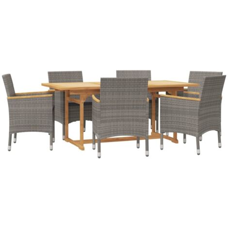 Ensemble à manger de jardin 7 pcs avec coussins Gris vidaXL
